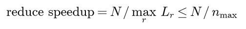 The reduce speedup, N divided by the busiest load, is at most N divided by nmax