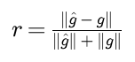 The relative error is the length of g hat minus g divided by the sum of the lengths of g hat and g