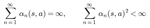 The sum over n of the step sizes of a pair diverges, while the sum of their squares converges