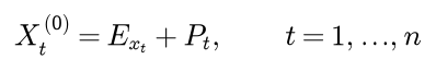 Row t of the embedded input is row x t of the token embedding plus row t of the position embedding, for t from 1 to n